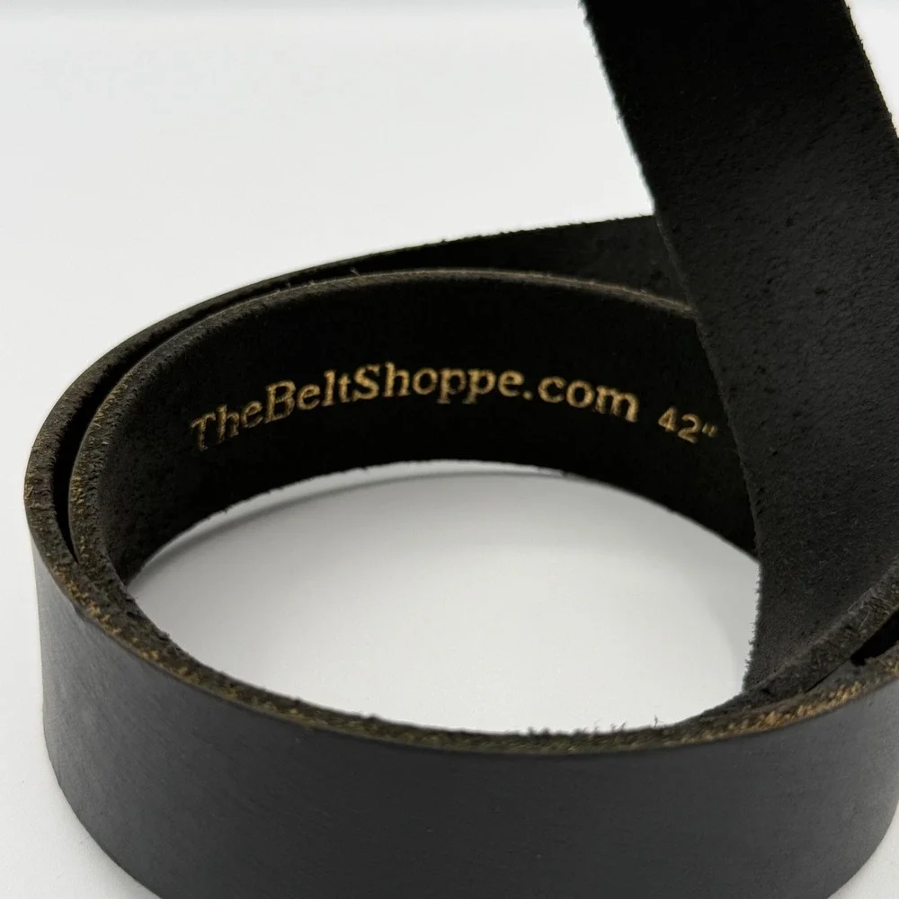 TheBeltShoppe.com Leather Belt Mens 42 Black Classic Rugged Workwear Durable - Picture 2 of 3